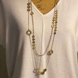 Hammered Circle Medallions Layering Necklace
